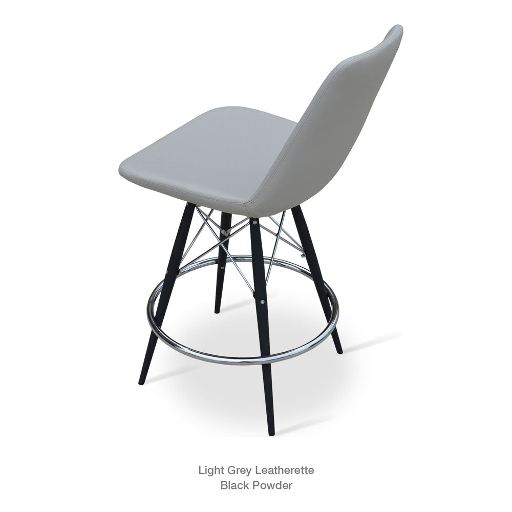 sohoConcept Eiffel MW Bar Stool Leather in Black Powder Steel