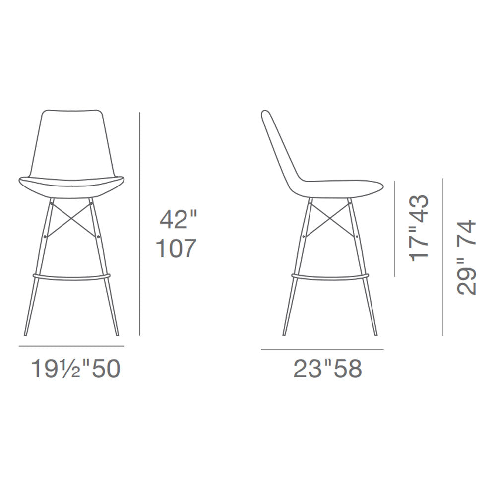 sohoConcept Eiffel MW Bar Stool Leather in Black Powder Steel