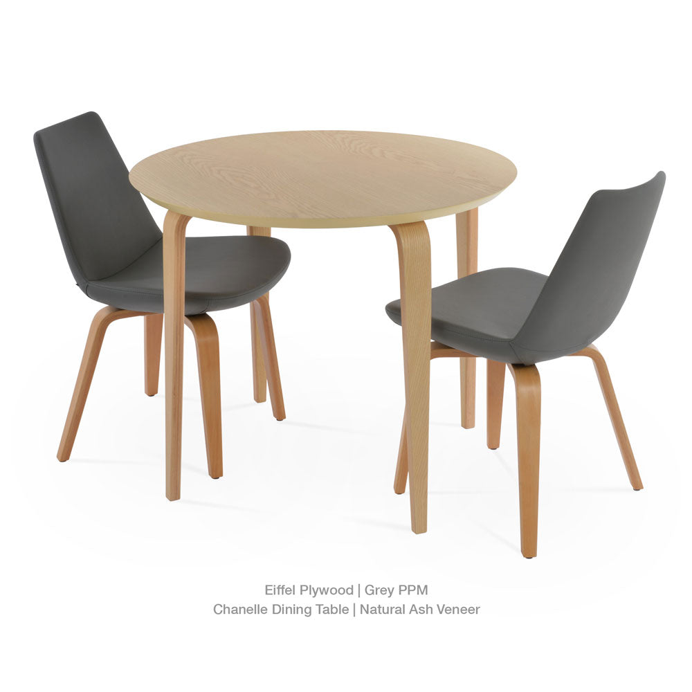 sohoConcept Eiffel Plywood Chair Leather in Solid Beech Walnut