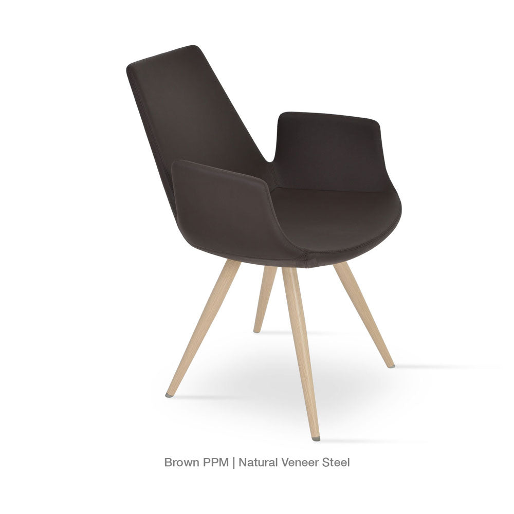 sohoConcept Eiffel Star Armchair Leather in Natural Veneer Steel