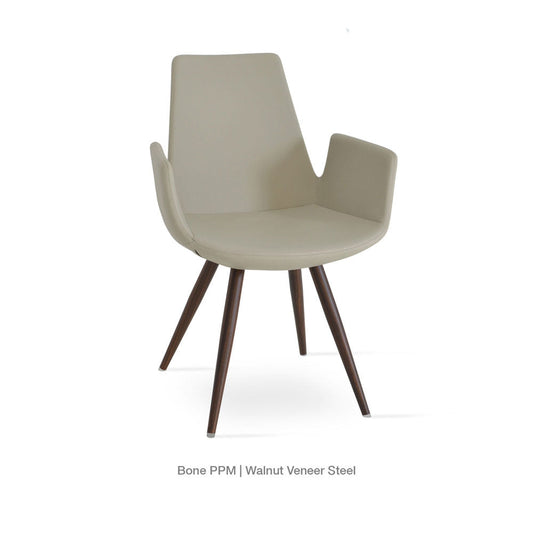 sohoConcept Eiffel Star Armchair Leather in Walnut Veneer Steel