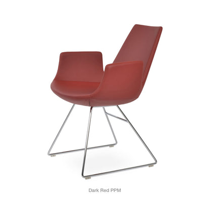 sohoConcept Eiffel Wire Armchair Leather in Red Finish