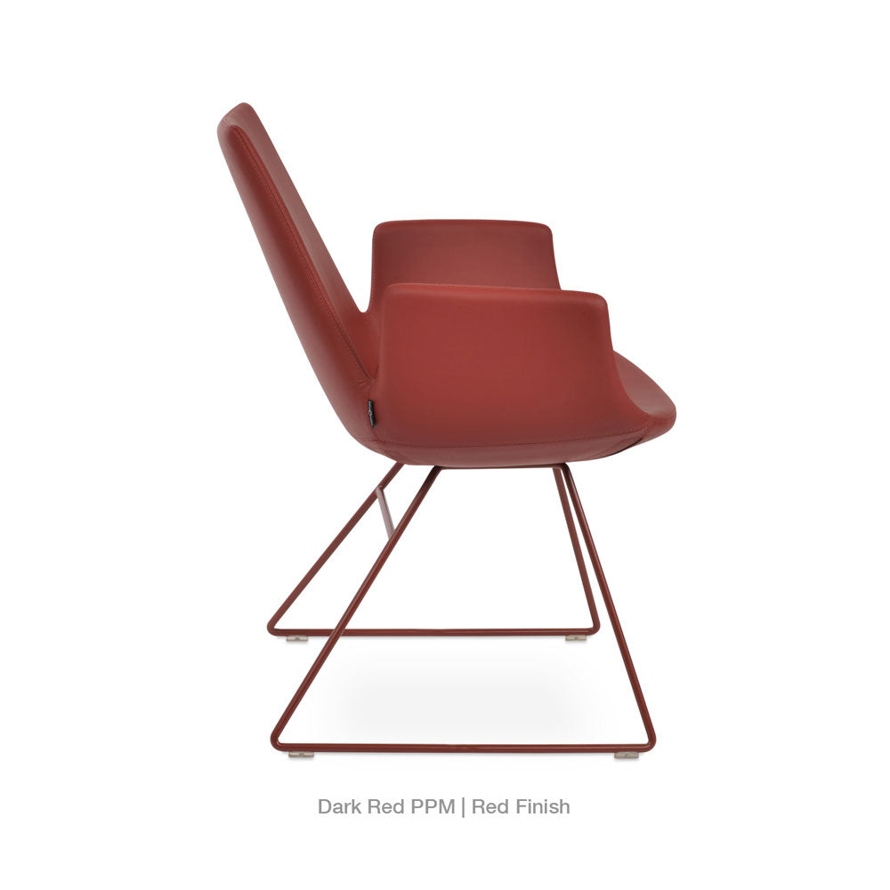 sohoConcept Eiffel Wire Armchair Leather in Red Finish