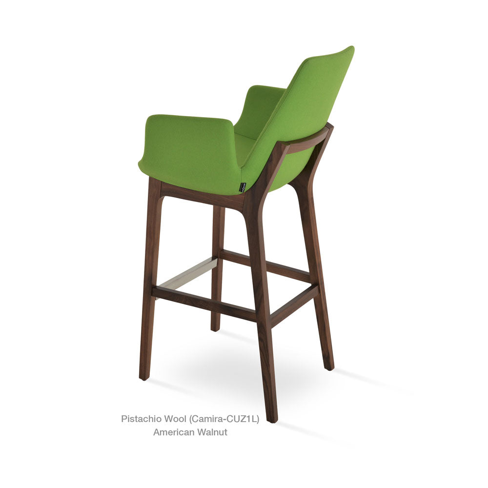 sohoConcept Eiffel Wood Bar Stool Fabric in American Walnut