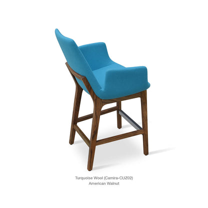 sohoConcept Eiffel Wood Bar Stool Fabric in American Walnut