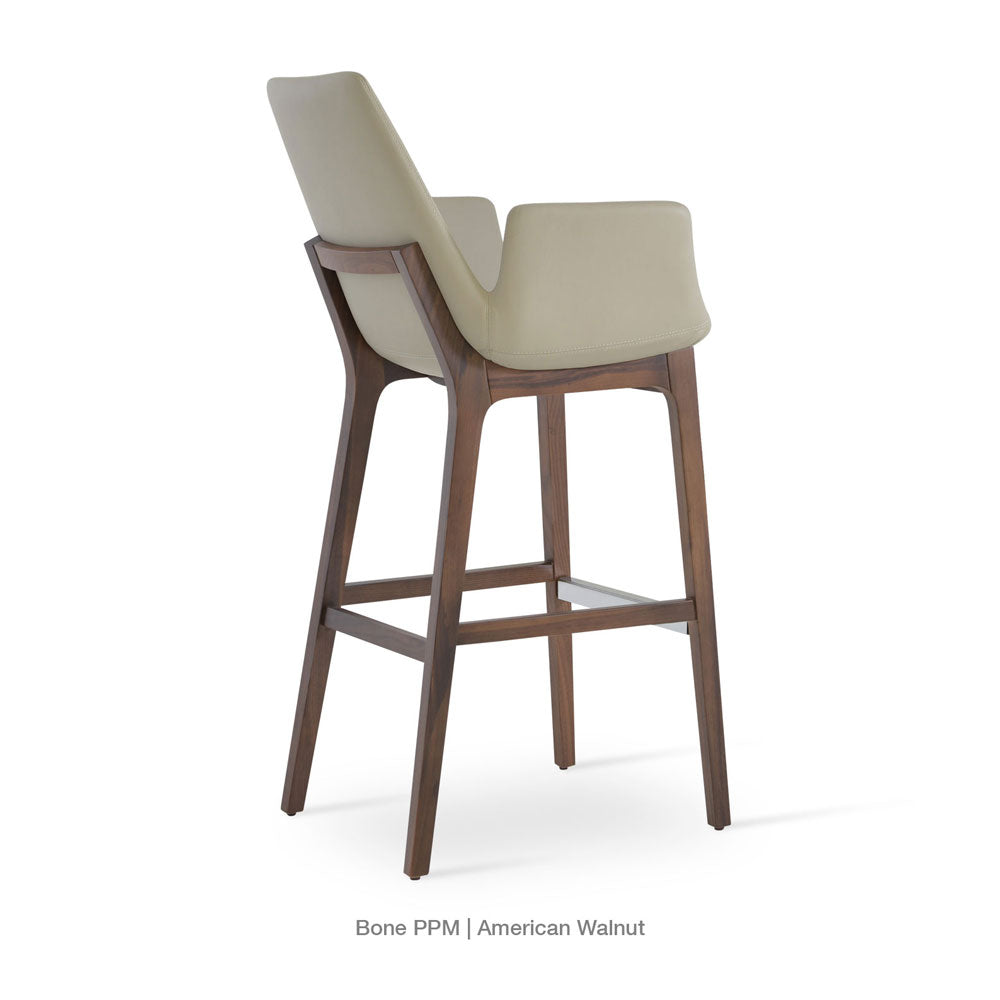 sohoConcept Eiffel Wood Bar Stool Leather in Natural Ash