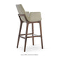 sohoConcept Eiffel Wood Arm Counter Stool Leather in Solid Beech Wood