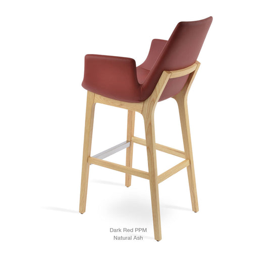 sohoConcept Eiffel Wood Counter Stool Leather in Natural Ash