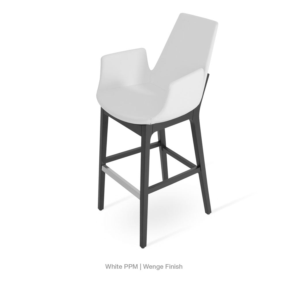 sohoConcept Eiffel Wood Arm Counter Stool Leather in Natural Ash