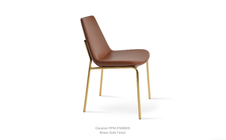 sohoConcept Eiffel Harris Dining Chair Leather in Gold Brass