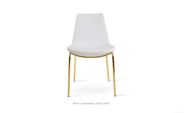 sohoConcept Eiffel Harris Dining Chair Leather in Gold Brass