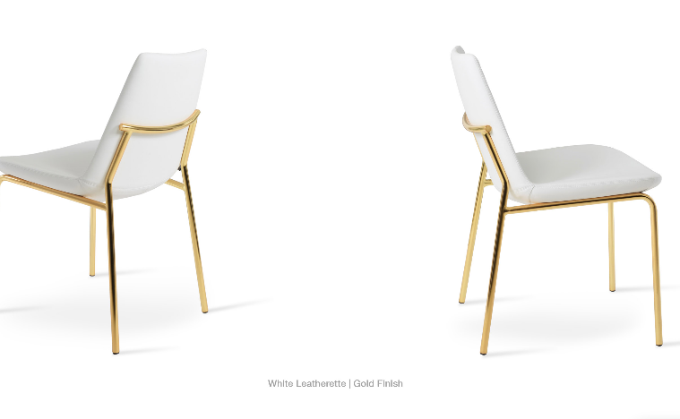 sohoConcept Eiffel Harris Dining Chair Leather in Gold Brass