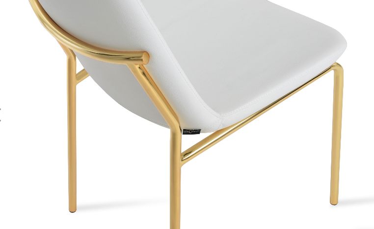 sohoConcept Eiffel Harris Dining Chair Leather in Gold Brass