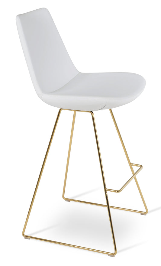 sohoConcept Eiffel Wire Stool Leather in White Powder