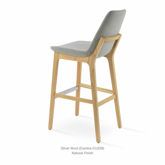 sohoConcept Eiffel Wood Bar Stool Fabric in Natural Ash