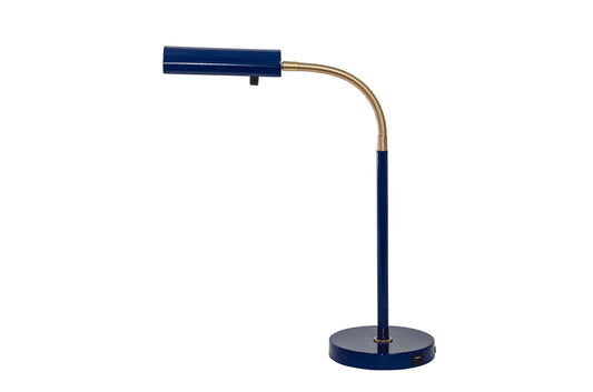 House of Troy Fusion Flex Task Table Lamp Navy Blue Satin Brass USB Port FN150-NB-SB