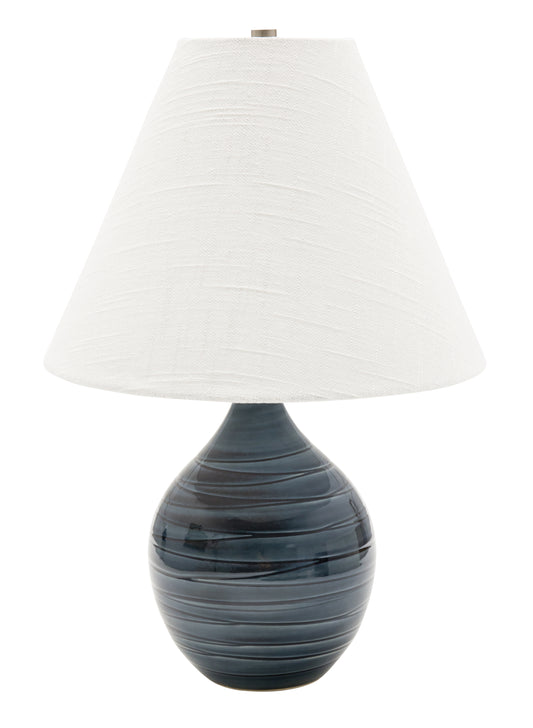 House of Troy Scatchard 19" Stoneware Accent Lamp Scored Blue Gloss GS200-SBG