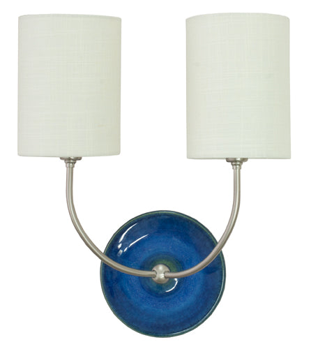 House of Troy Scatchard Double Wall Lamp Satin Nickel Blue Gloss GS775-2-SNBG