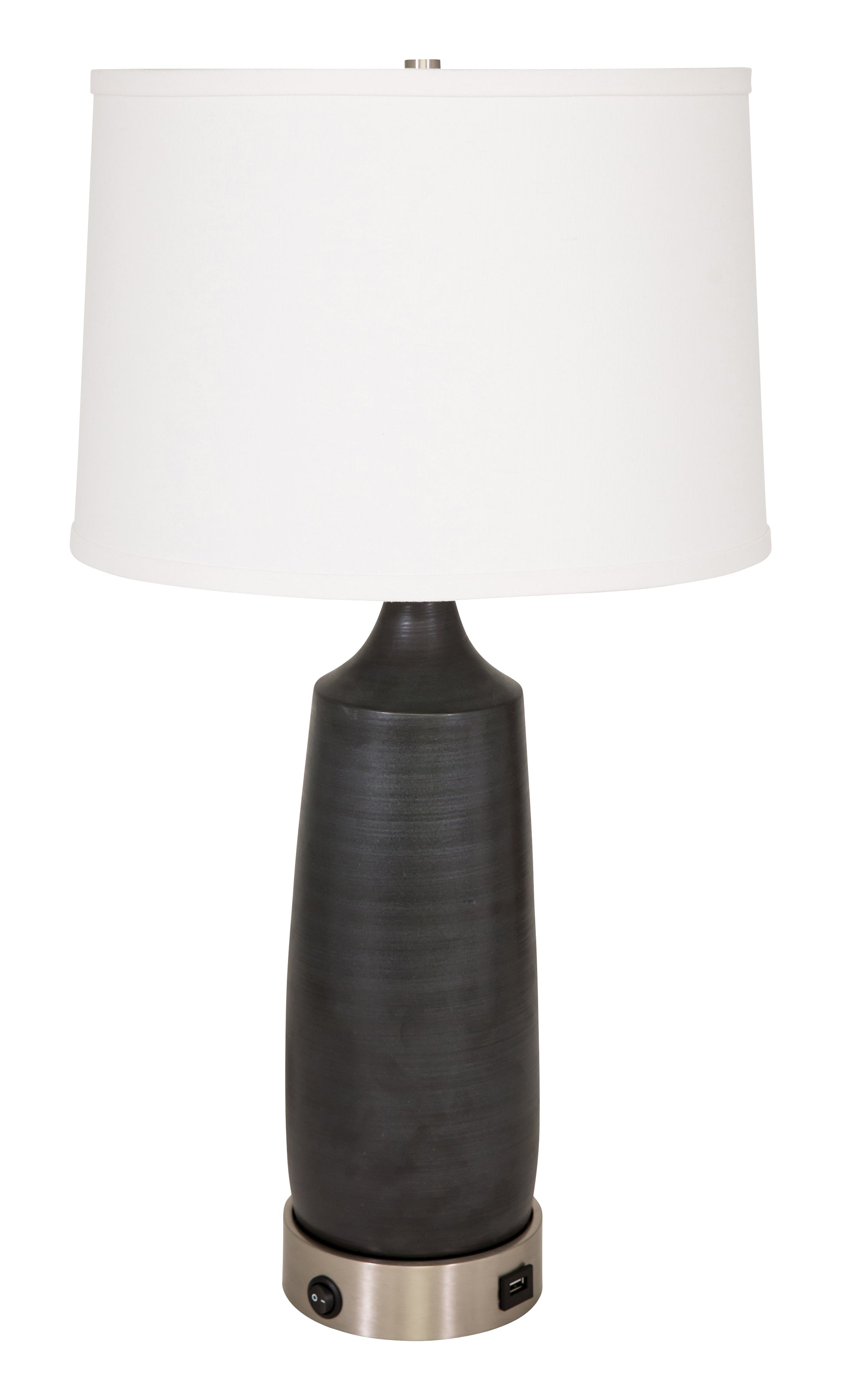 House of Troy Scatchard Table Lamp Satin Nickel Metal USB Base Black Matte GSB105-BM