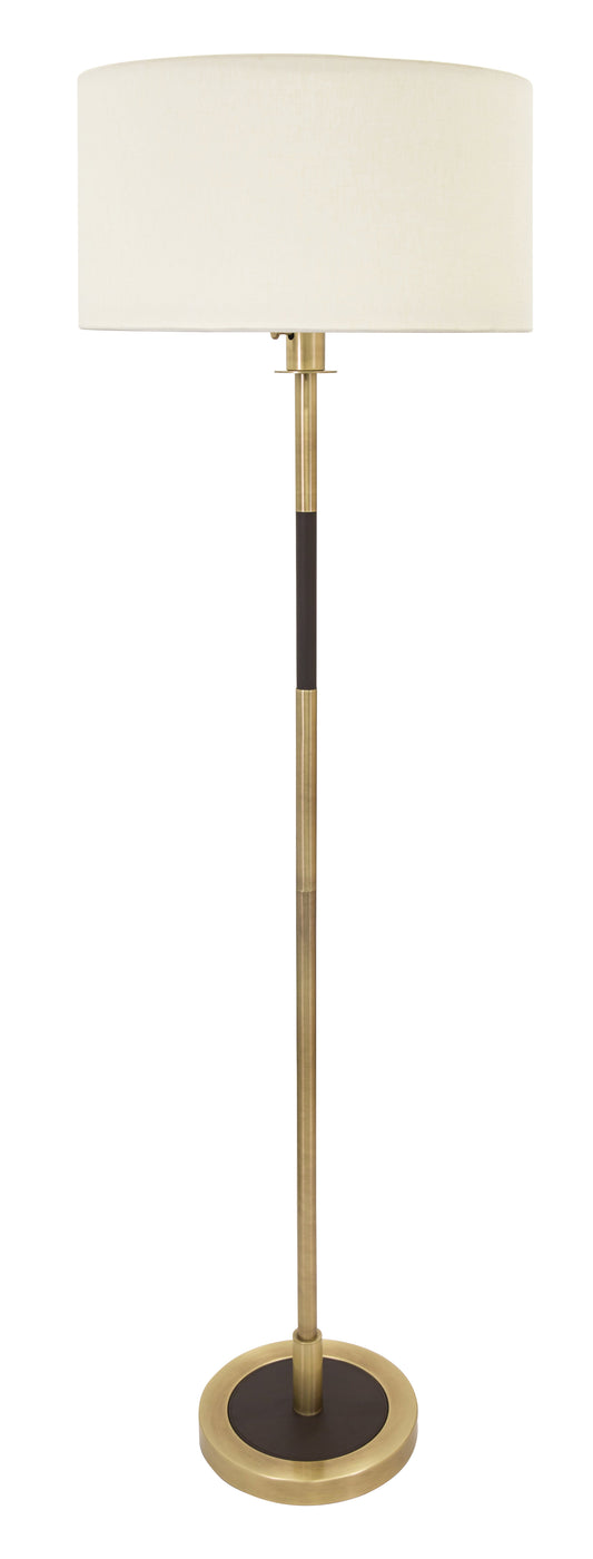 House of Troy 64" Huntington Floor Lamp Antique Brass Brown Leather Accents HU900-AB