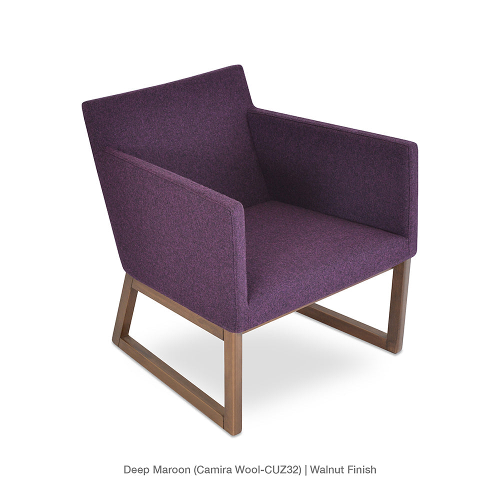 sohoConcept Harput Sled Wood Lounge Chair Fabric