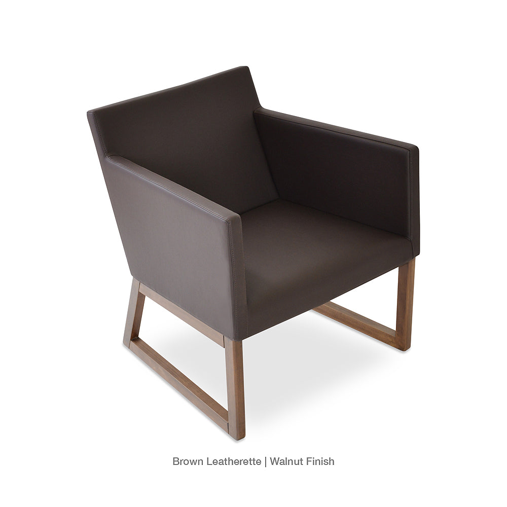 sohoConcept Harput Sled Wood Lounge Chair Leather