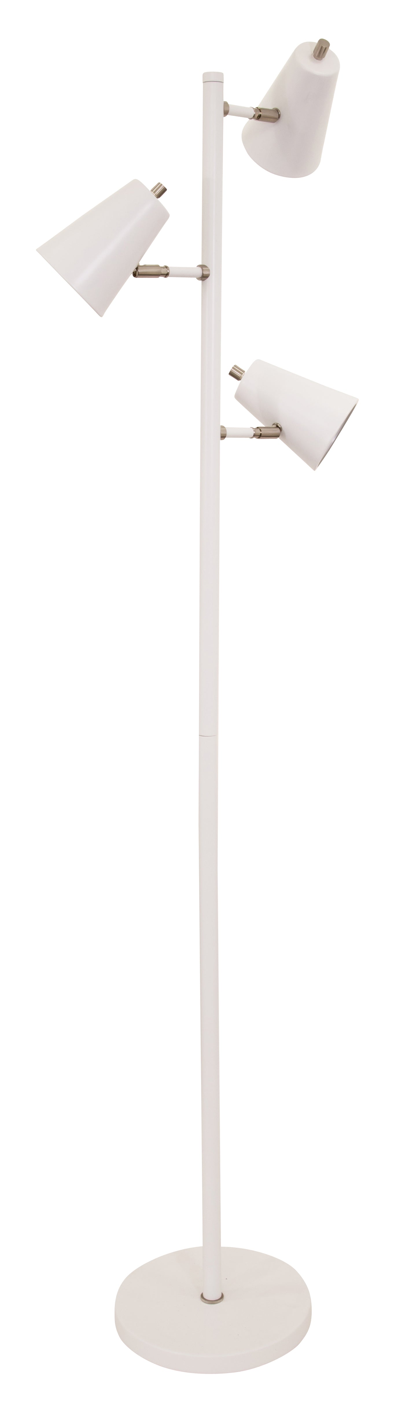 House of Troy Kirby LED Three Light Floor Lamp White Satin Nickel Accents K130-WT