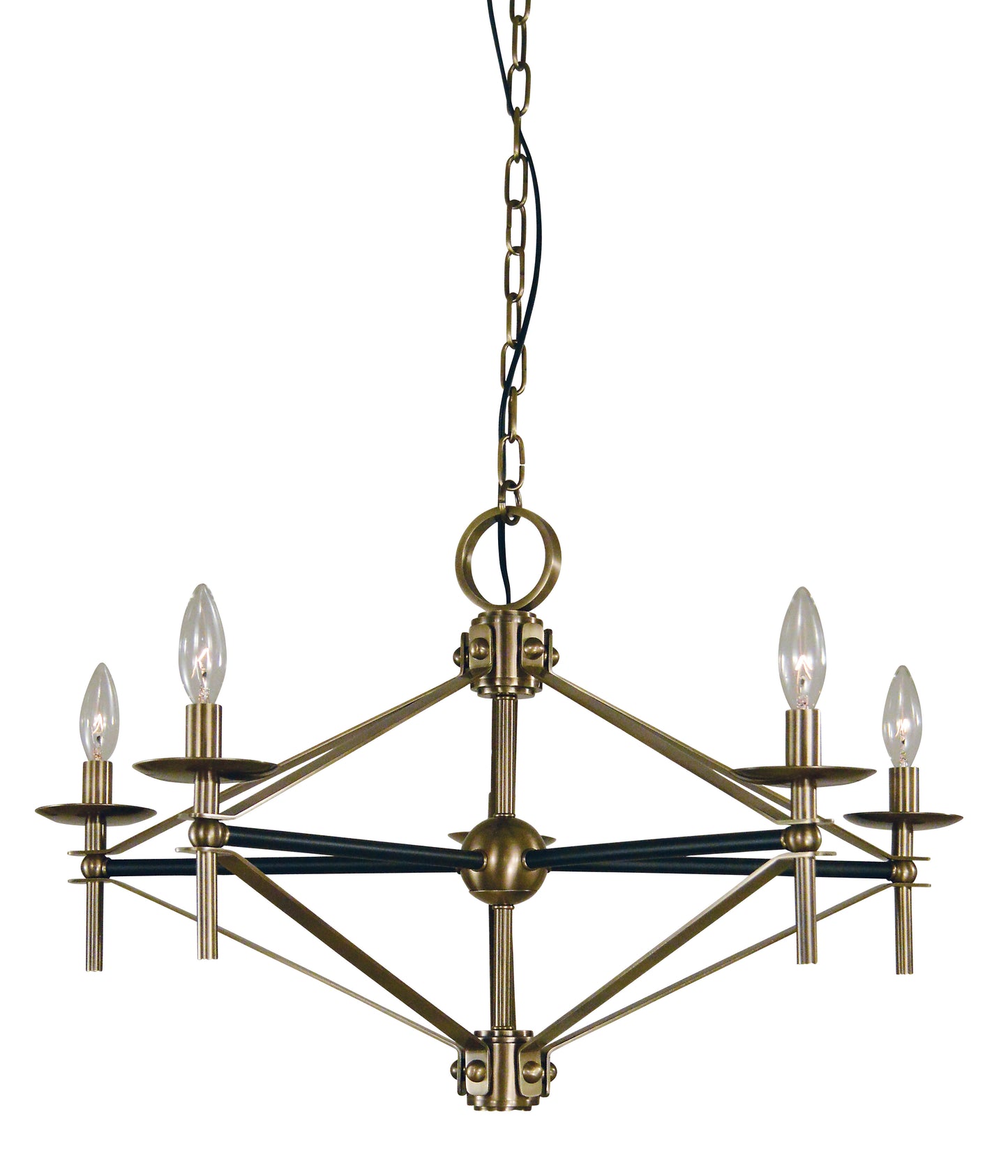 Framburg 5-Light Antique Brass Matte Black Fleurette Chandelier L1025-AB-MBLACK