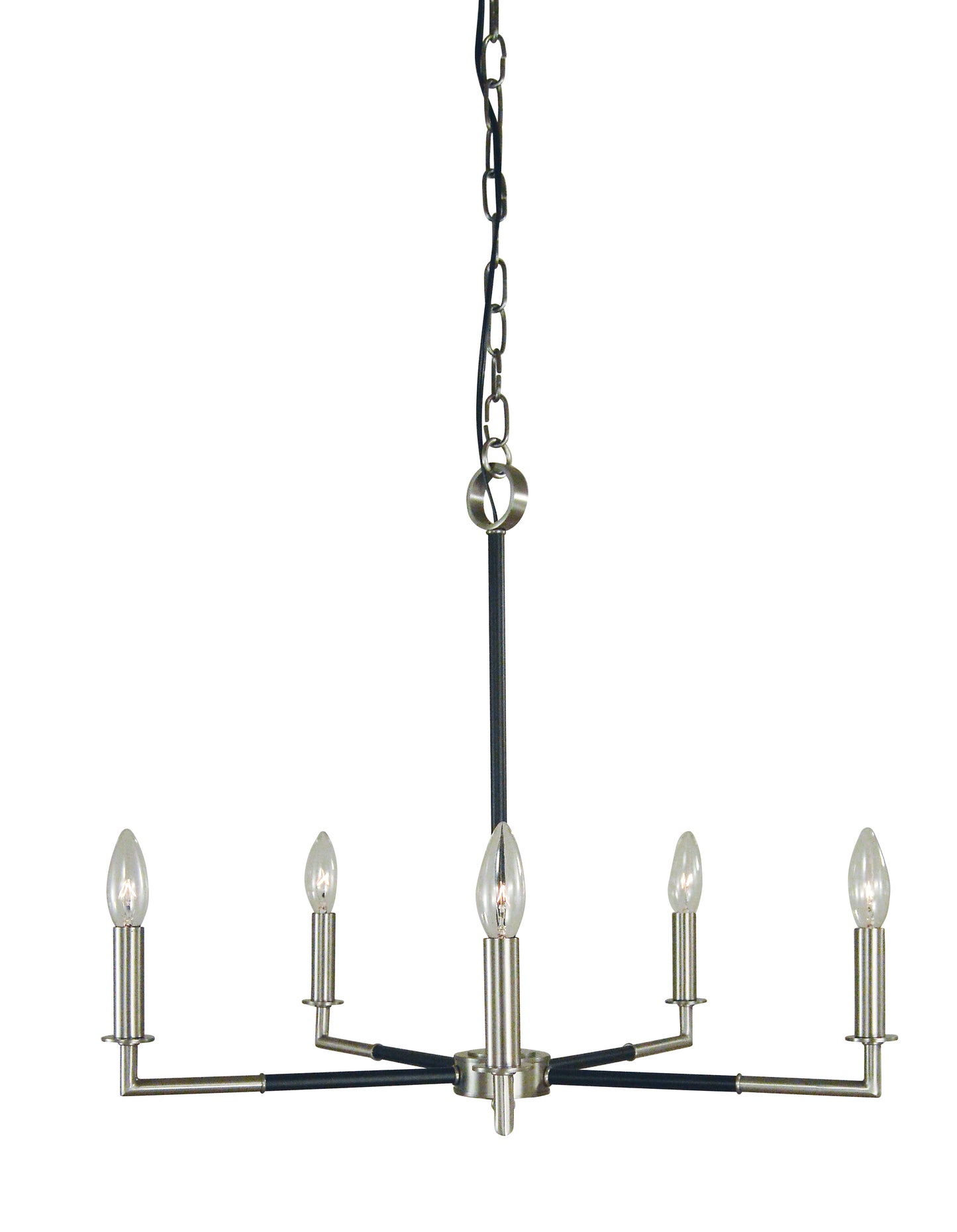 Framburg 5-Light Brushed Nickel Matte Black Schiller Chandelier L1085-BN-MBLACK