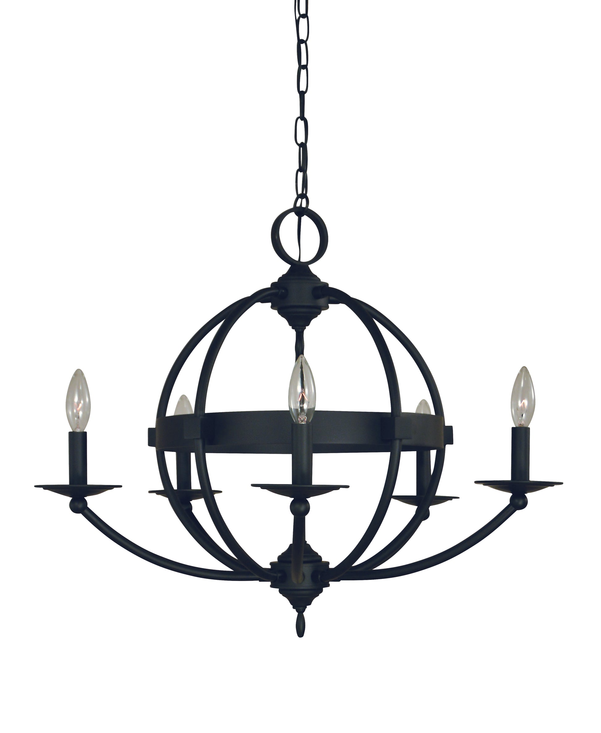 Framburg 5-Light Matte Black Aurora Chandelier L1155-MBLACK