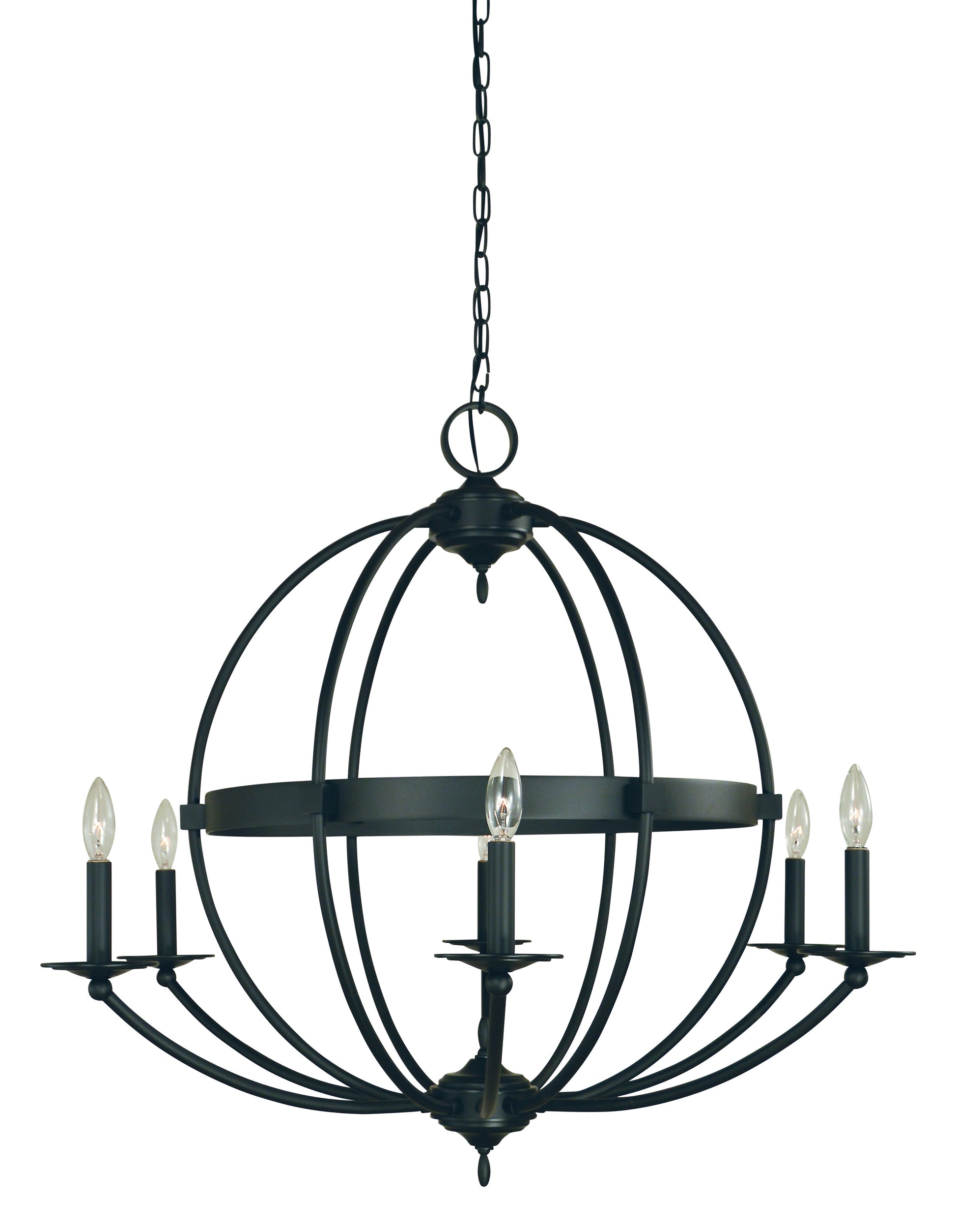 Framburg 6-Light Matte Black Aurora Chandelier L1156-MBLACK