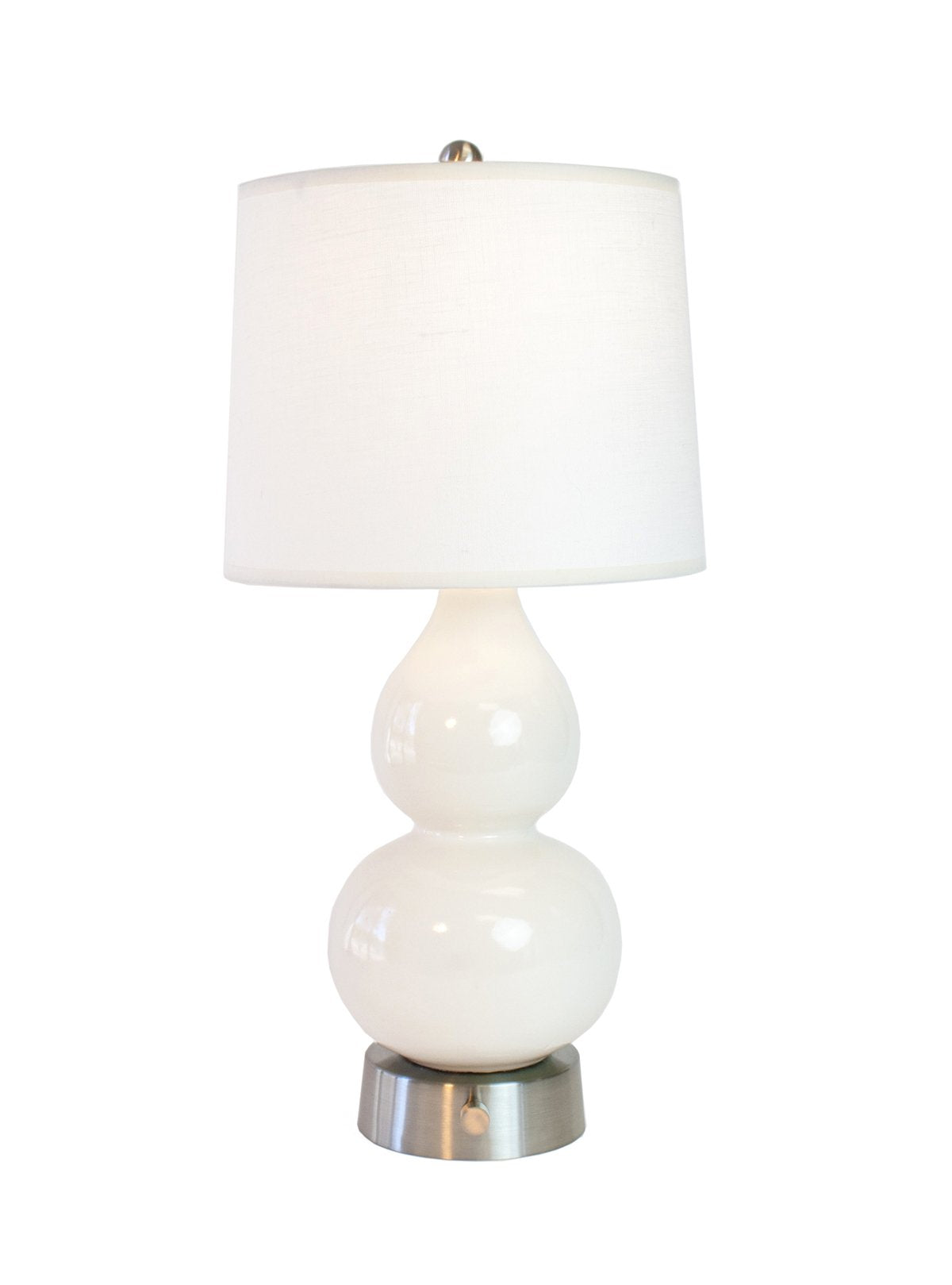 Modern Lantern Cordless Lamp Norma Jean Ivory Ceramic Mini Brushed Nickel