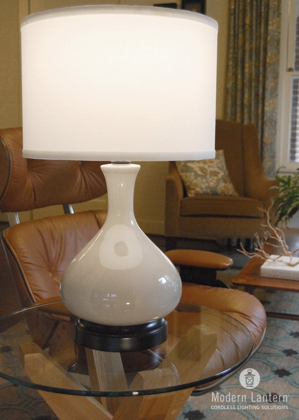 Bartlett Ivory Brass Cordless Lamp - Made in the USA