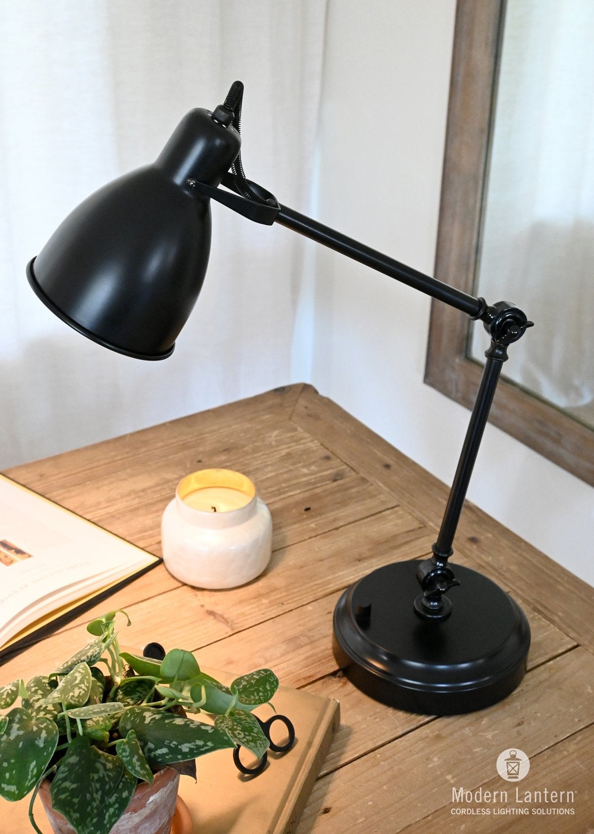 Modern Lantern Cordless Lamp Onyx Black Metal