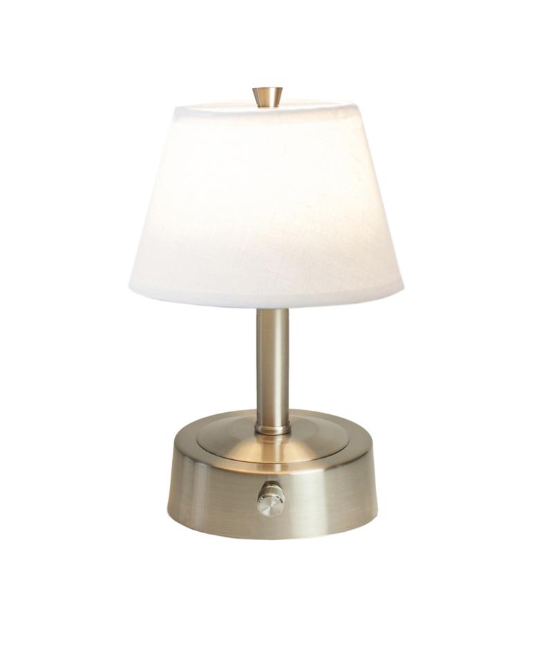 Modern Lantern Cordless Lamp Mini Metal Brushed Nickel