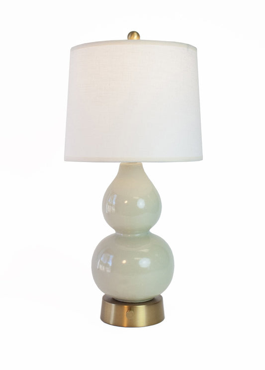 Modern Lantern Cordless Lamp Norma Jean Celadon Mini Antique Brass