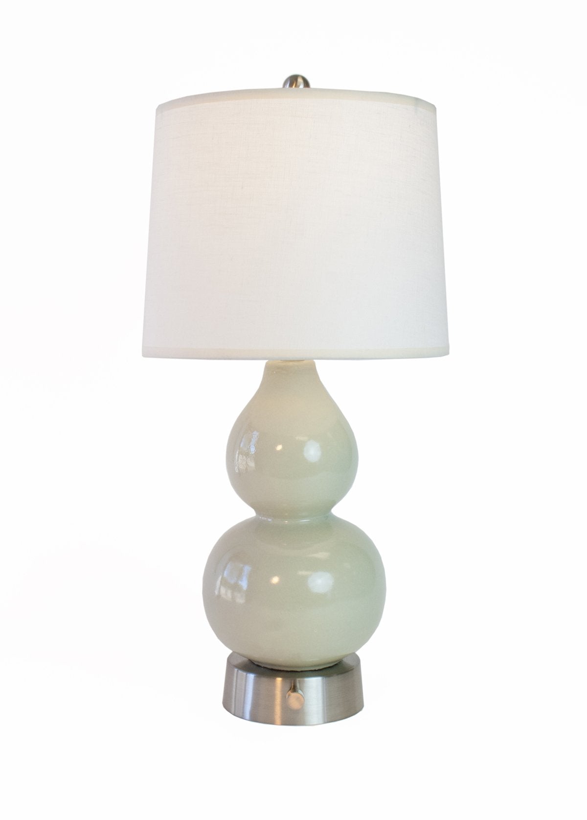 Modern Lantern Cordless Lamp Norma Jean Celadon Mini Brushed Nickel