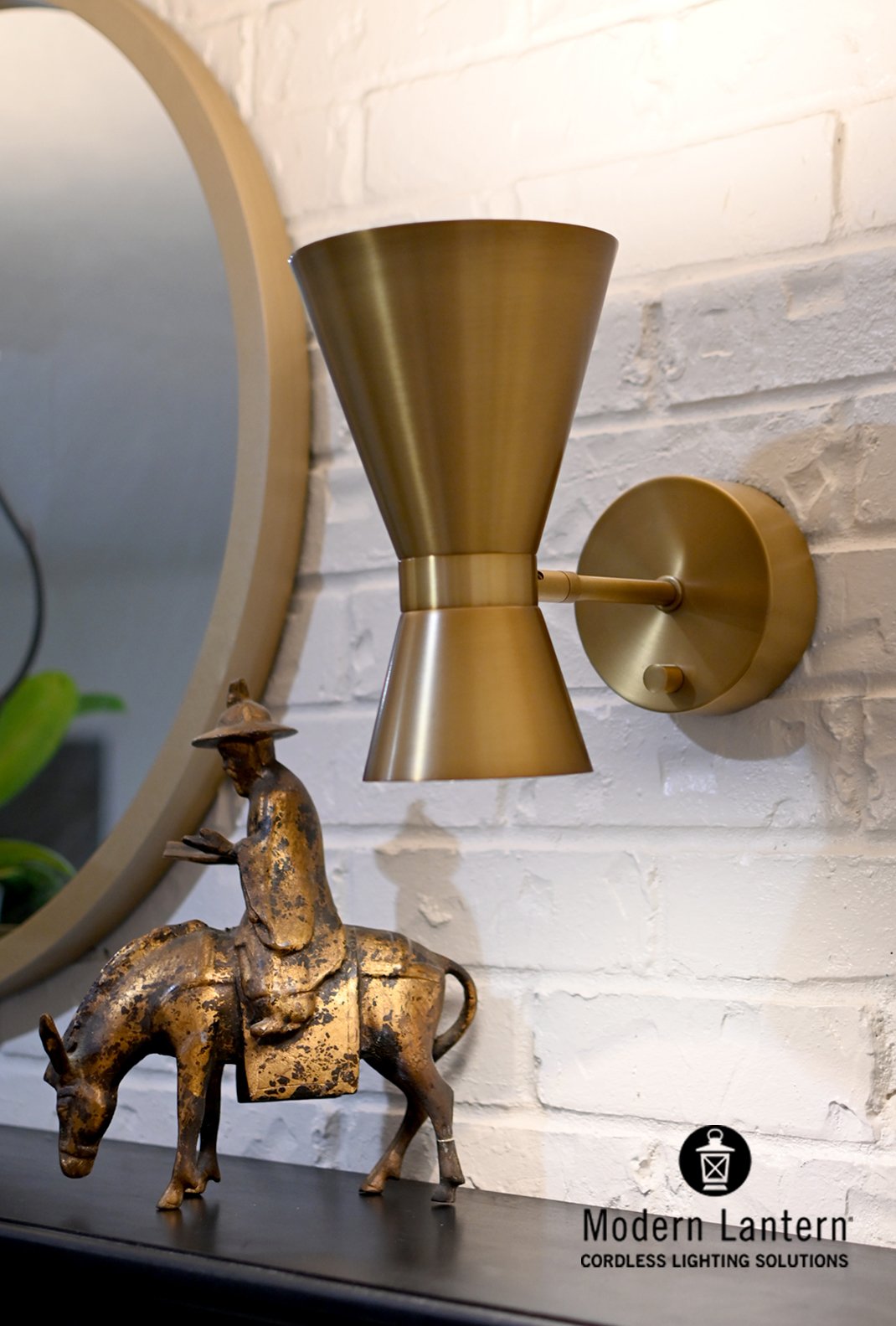 Modern Lantern Cordless Lamp Emerson Wall Sconce Antique Brass