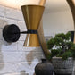 2 Modern Lantern Cordless Lamp Emerson Wall Sconce Black Antique Brass Metal Shade