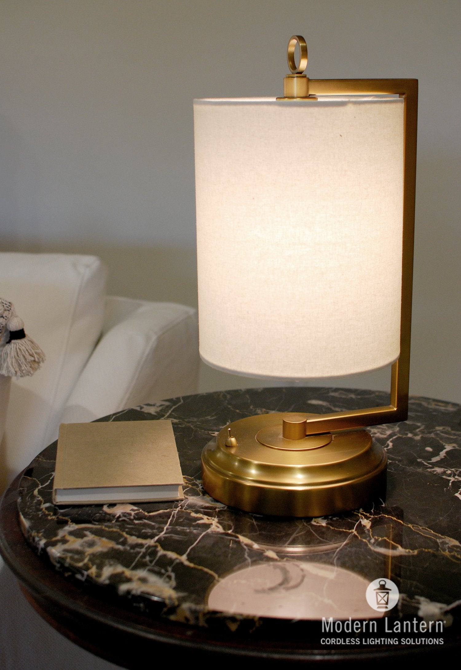 Modern Lantern Cordless Mini Lamp Mini Art Deco Antique Brass