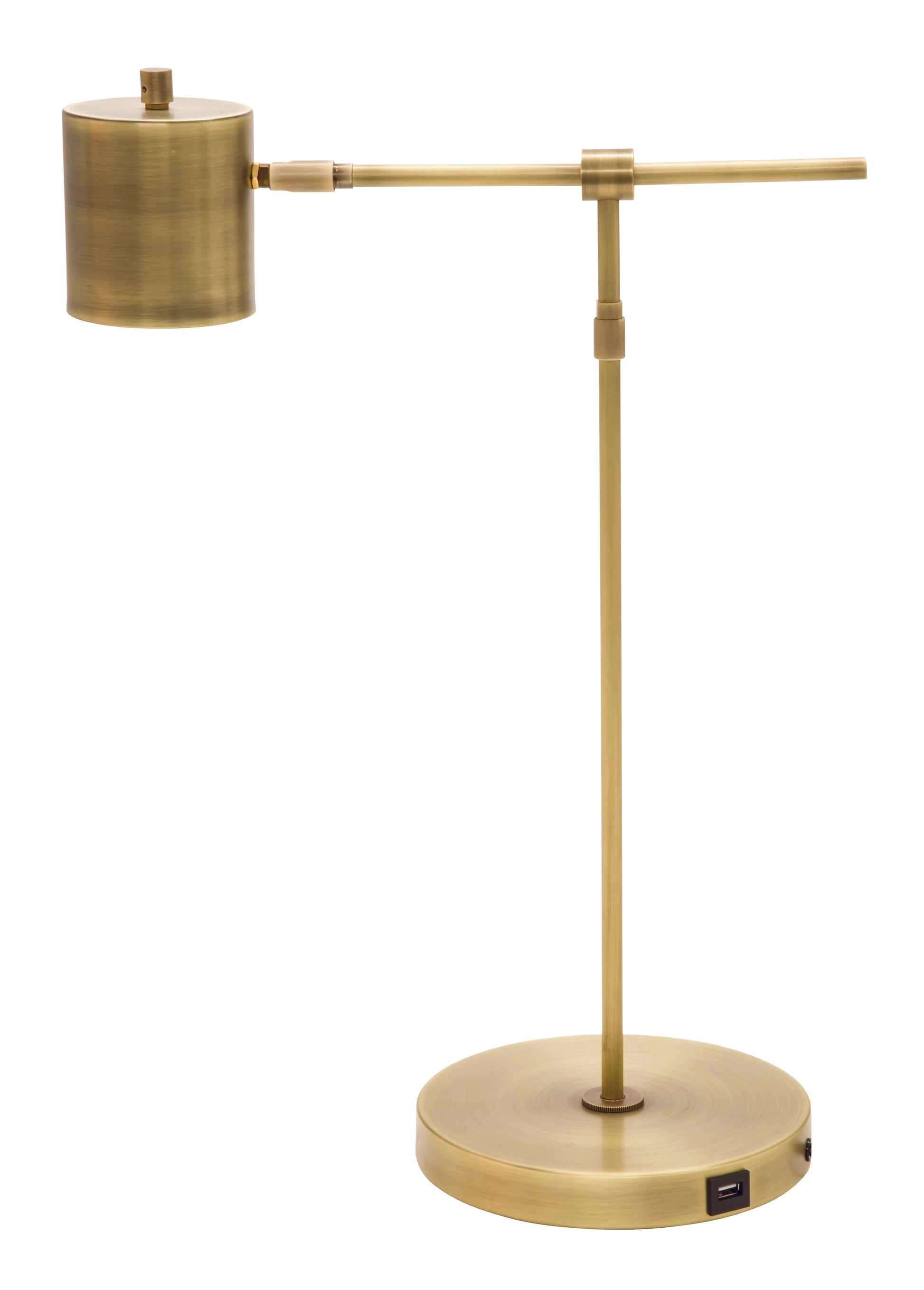 House of Troy Morris Adjustable LED Table Lamp USB Port Antique Brass MO250-AB
