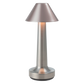 Award-winning Cooee 3C, sandblasted silver, ambient lamp for event staging, cordless and elegant.