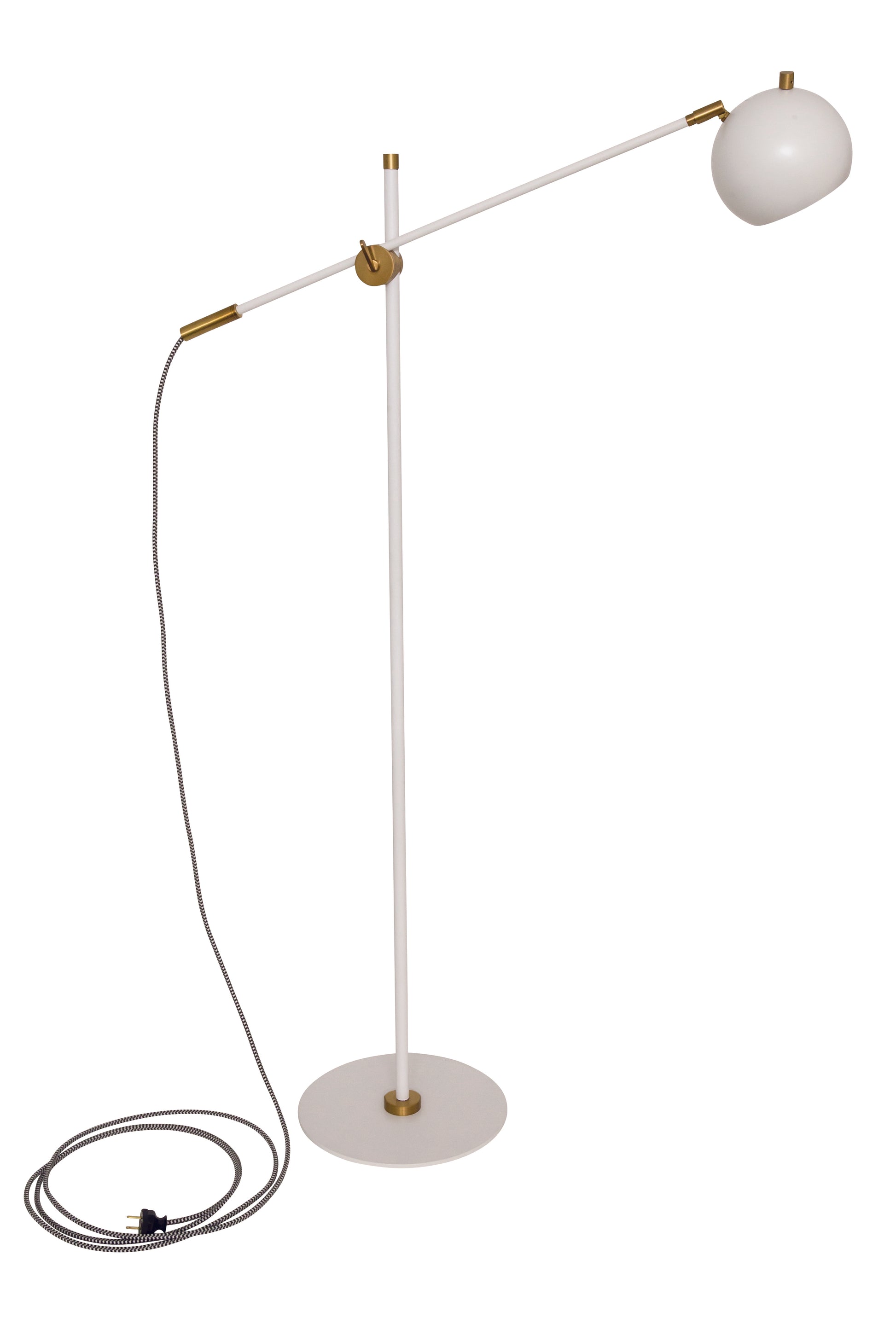 House of Troy Orwell LED Counterbalance Floor Lamp White Weathered Brass Accents OR700-WTWB