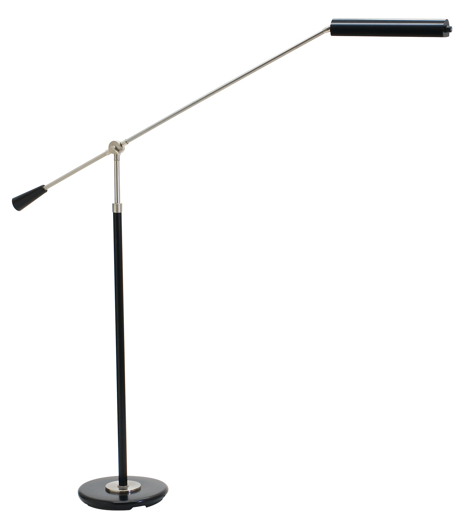 House of Troy Grand Piano Counter Balance LED Floor Lamp Black Satin Nickel Accents PFLED-527