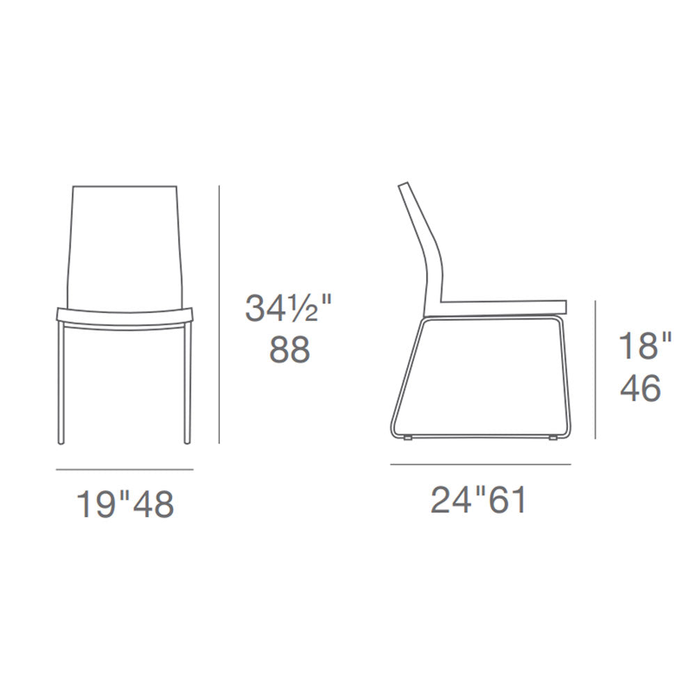 sohoConcept Pasha Sled Chair Leather Flexible Back Seat in Chrome