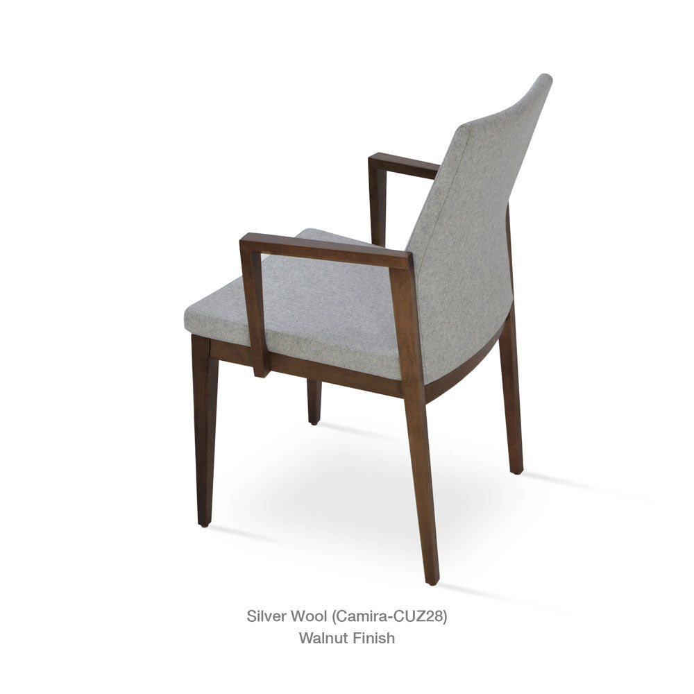 sohoConcept Pasha Wood Arm Chair Fabric Flexible Back in Solid Beech Wenge