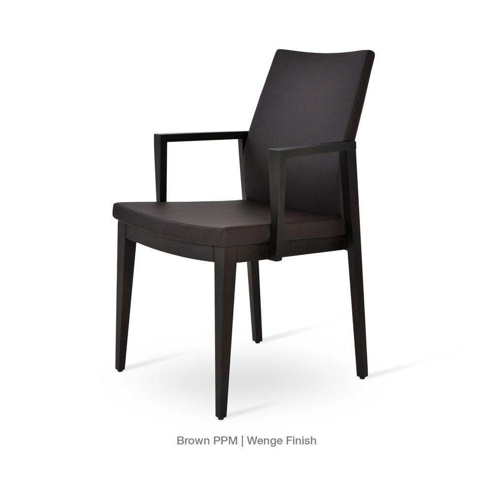 sohoConcept Pasha Wood Arm Chair Leather Flexible Back in Natural Ash