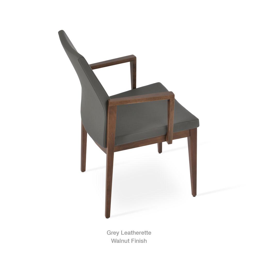 sohoConcept Pasha Wood Arm Chair Leather Flexible Back in Natural Ash