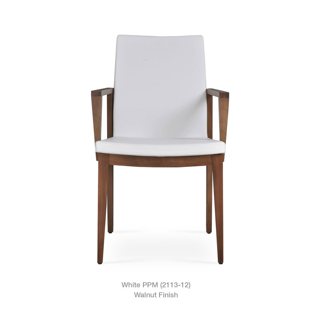 sohoConcept Pasha Wood Arm Chair Leather Flexible Back in Solid Beech Wenge
