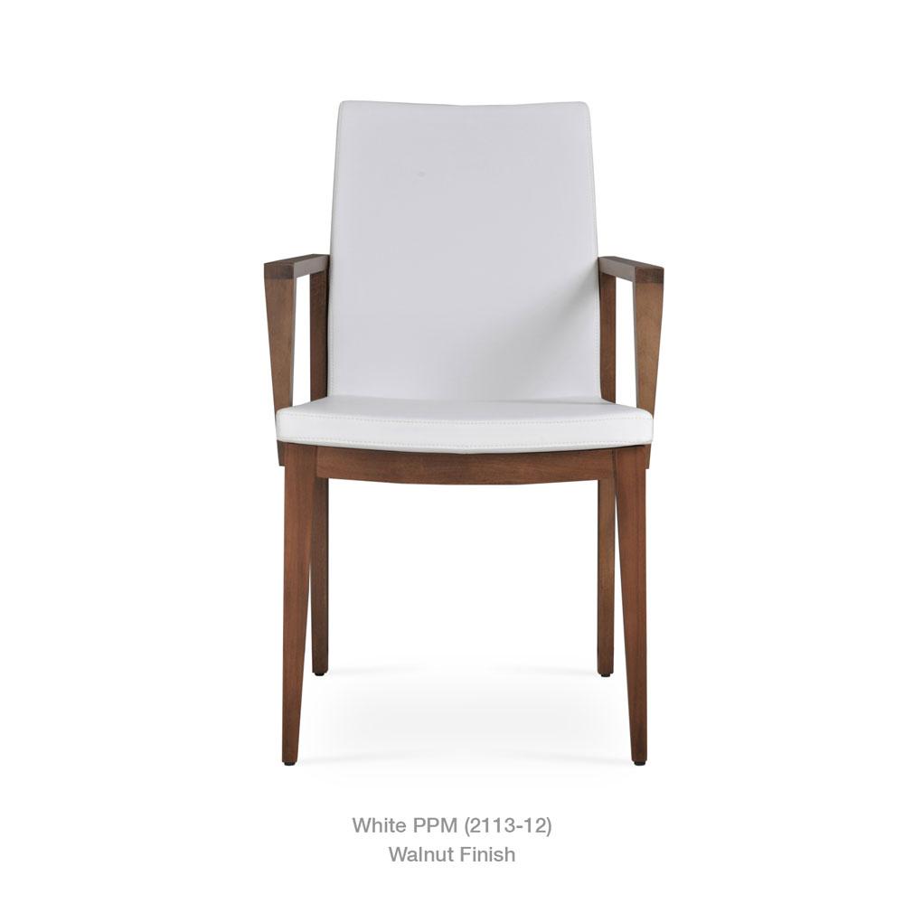 sohoConcept Pasha Wood Arm Chair Leather Flexible Back in American Walnut